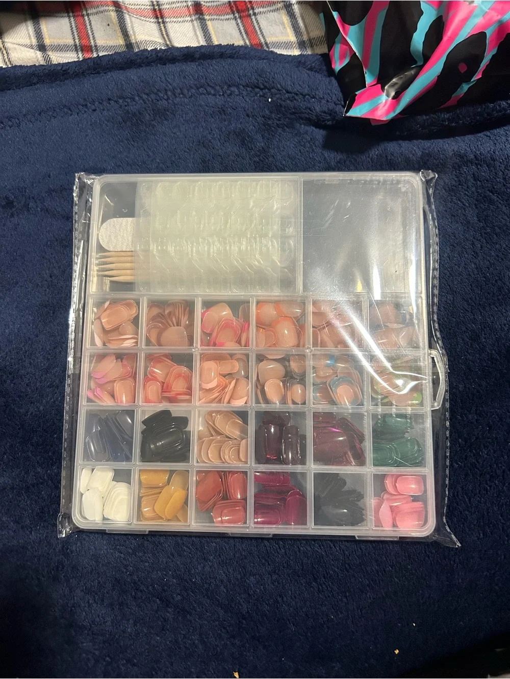 Clear Meulti-Compartment Nail Tip Storage Organizer with Assorted Colors